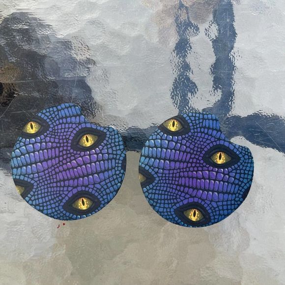 Purple Dragon Eyes Car Coasters 2 Pack - Picture 1 of 9